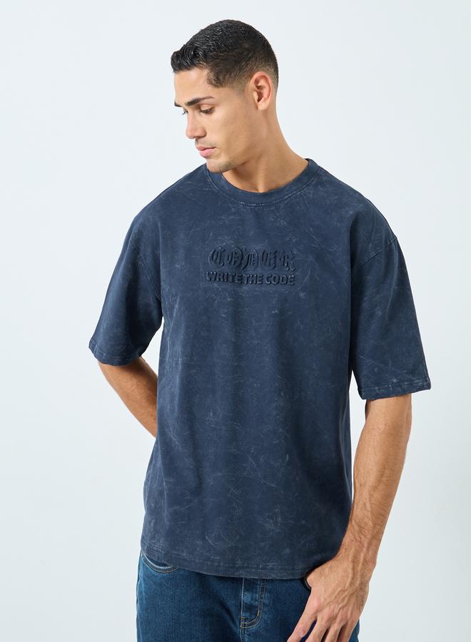 ستايلي تيشيرت فضفاض بطبعة بارزة - Image 3