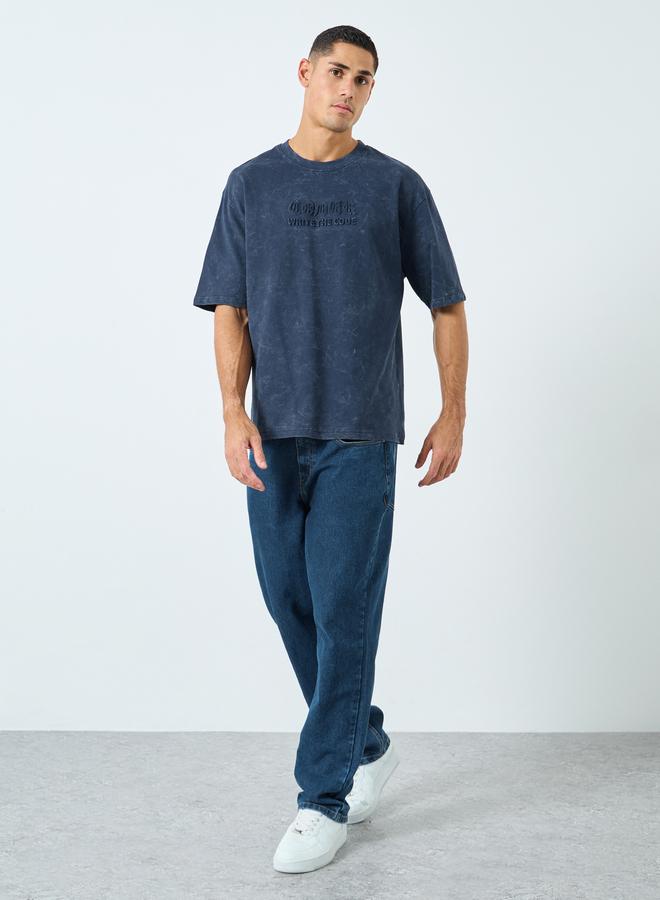 ستايلي تيشيرت فضفاض بطبعة بارزة - Image 2