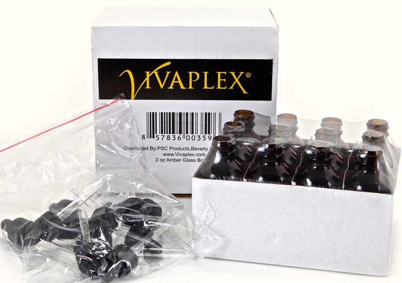 Vivaplex زجاجات فيفابلكس 12، كهرماني، 2 أونصة، مع قطارات زجاجية - Image 3