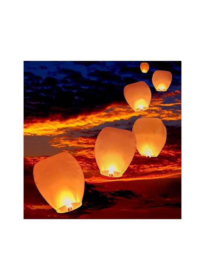 10 قطع من الفوانيس الورقية الصينية الطائرة ، مصابيح الشموع الطائرة لأعياد الميلاد ورأس السنة الجديدة وحفلات الزفاف والتمنيات / باللون الأبيض - Image 3