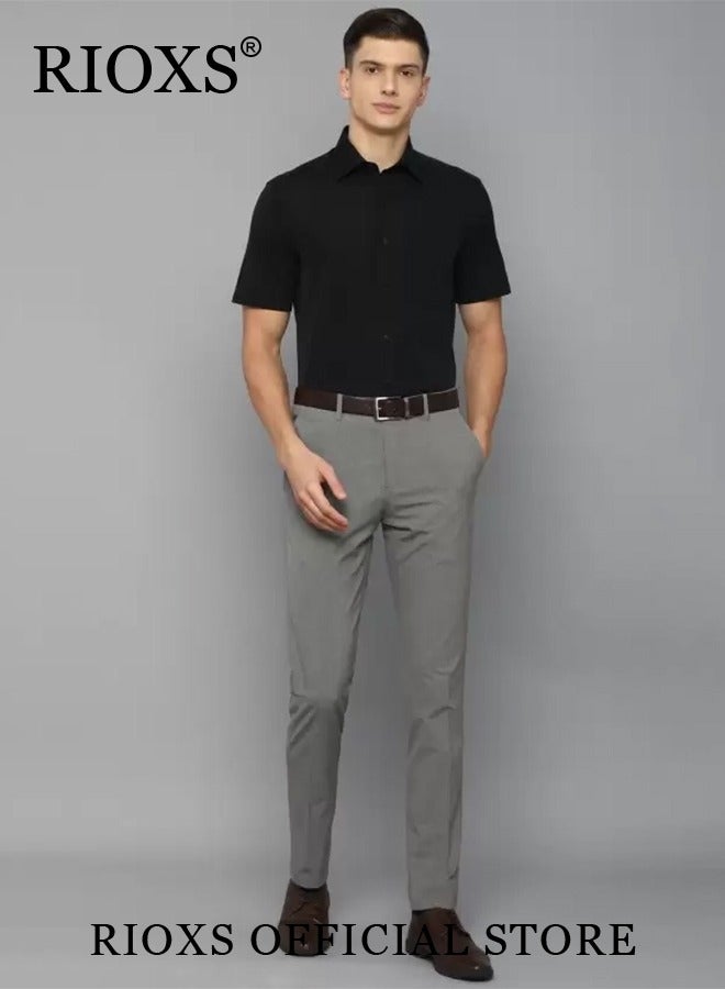 RIOXS Men's Short Sleeve Formal Shirt Fit Slim Fit Business Dress Shirts Casual Button Down Shirt  - Image 5