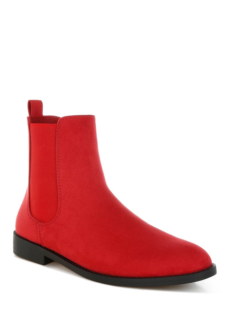 London Rag Women's Low Block Heel Chelsea Boots In Red - Image 2