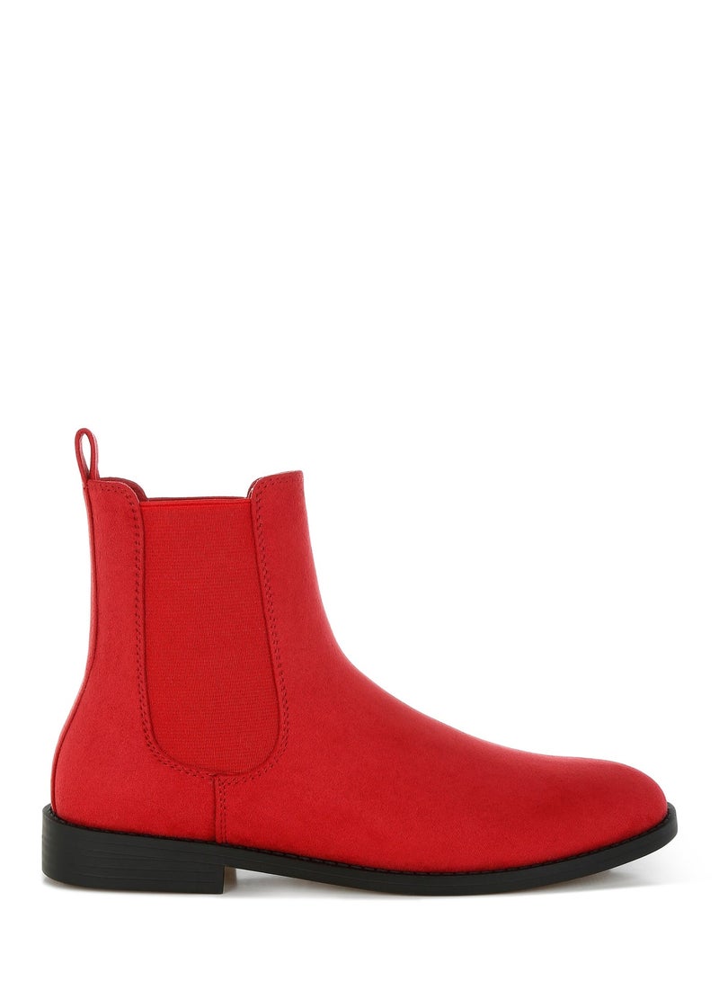London Rag Women's Low Block Heel Chelsea Boots In Red - Image 1