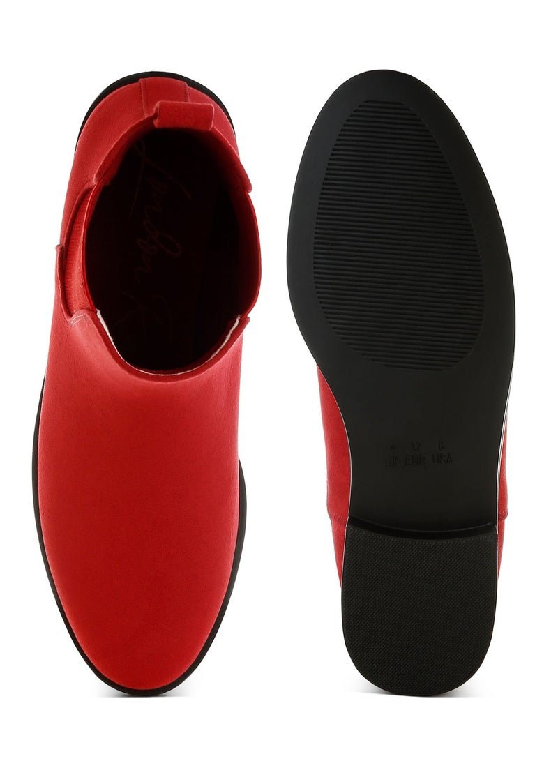 London Rag Women's Low Block Heel Chelsea Boots In Red - Image 5