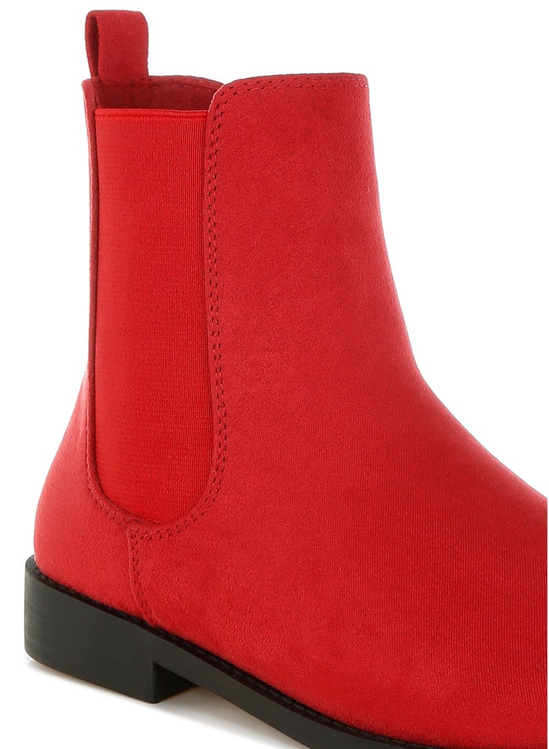 London Rag Women's Low Block Heel Chelsea Boots In Red - Image 4