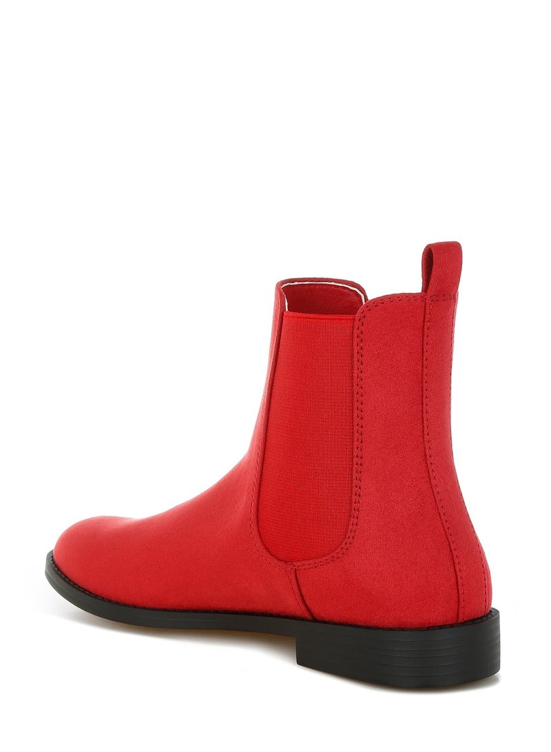 London Rag Women's Low Block Heel Chelsea Boots In Red - Image 3