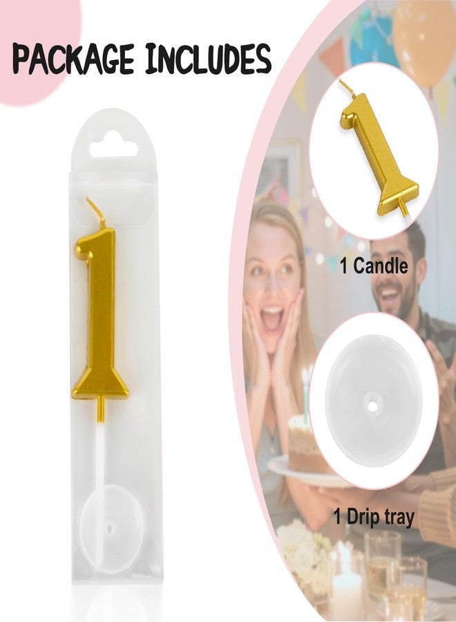 CARGEN Gold Number Birthday Candles 0-9 - Small Metallic Number Candle with Base Plate for Pet Birthday Cake, Mini Smash Cakes, Cupcakes, Vibrant Gold Finish, Number 1 - Image 4