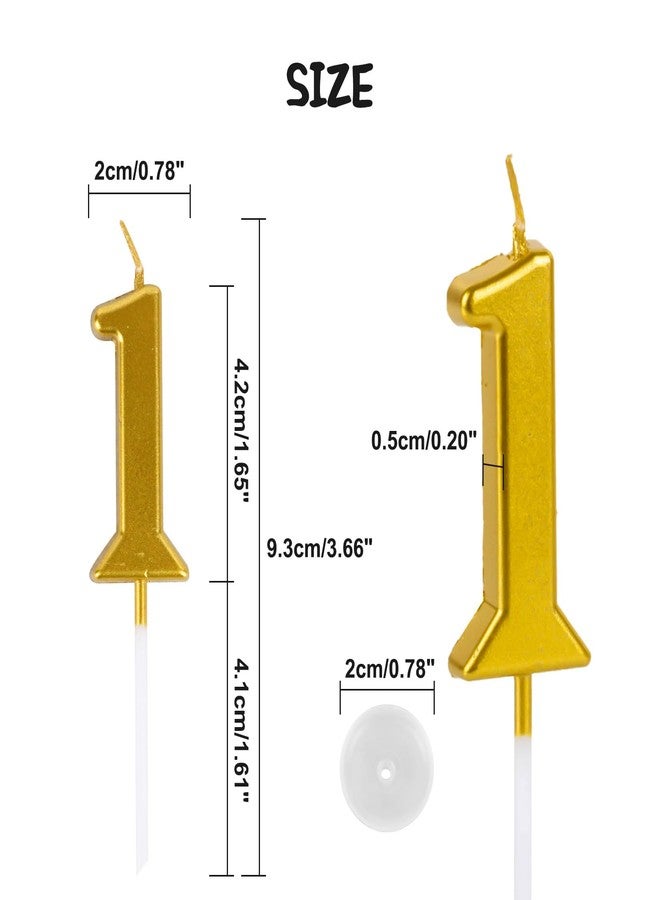 CARGEN Gold Number Birthday Candles 0-9 - Small Metallic Number Candle with Base Plate for Pet Birthday Cake, Mini Smash Cakes, Cupcakes, Vibrant Gold Finish, Number 1 - Image 3
