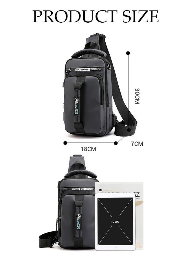 DUNISO Multipurpose Crossbody Bag for Men Lightweight Shoulder Bag with Adjustable Strap Chest Bag with USB Charger Port Everyday Carry On Bag Small Sling Bag for Travel Work Sports - Image 2