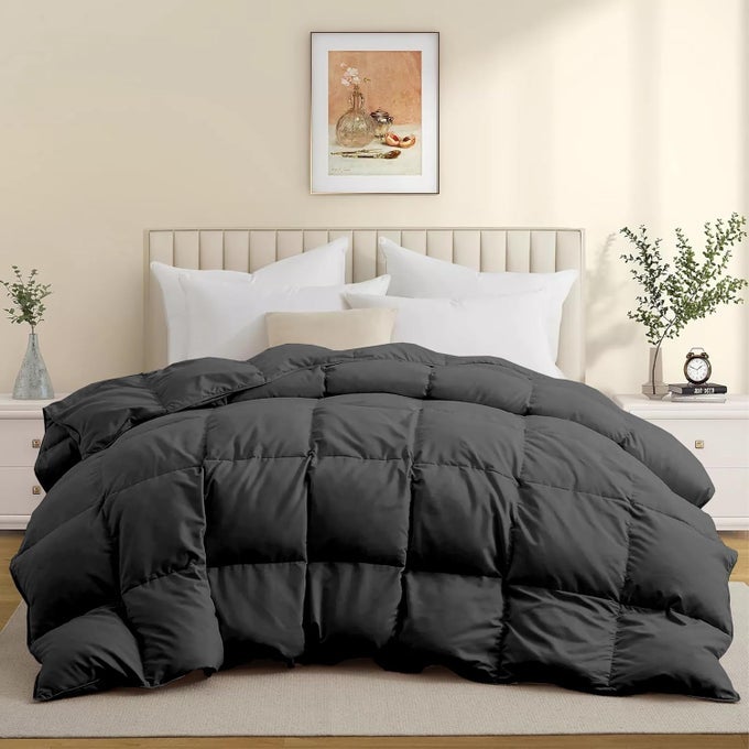 HEAVY WINTER 600 GSM COMFORTER DOUBLE BED SIZE 90X100 600 GSM MICROFIBER SUPER SOFT FLUFFY FOR WINTER COMFORTERRAJAIDUVETBLANKET DOUBLE BED DARK GREY COLOR