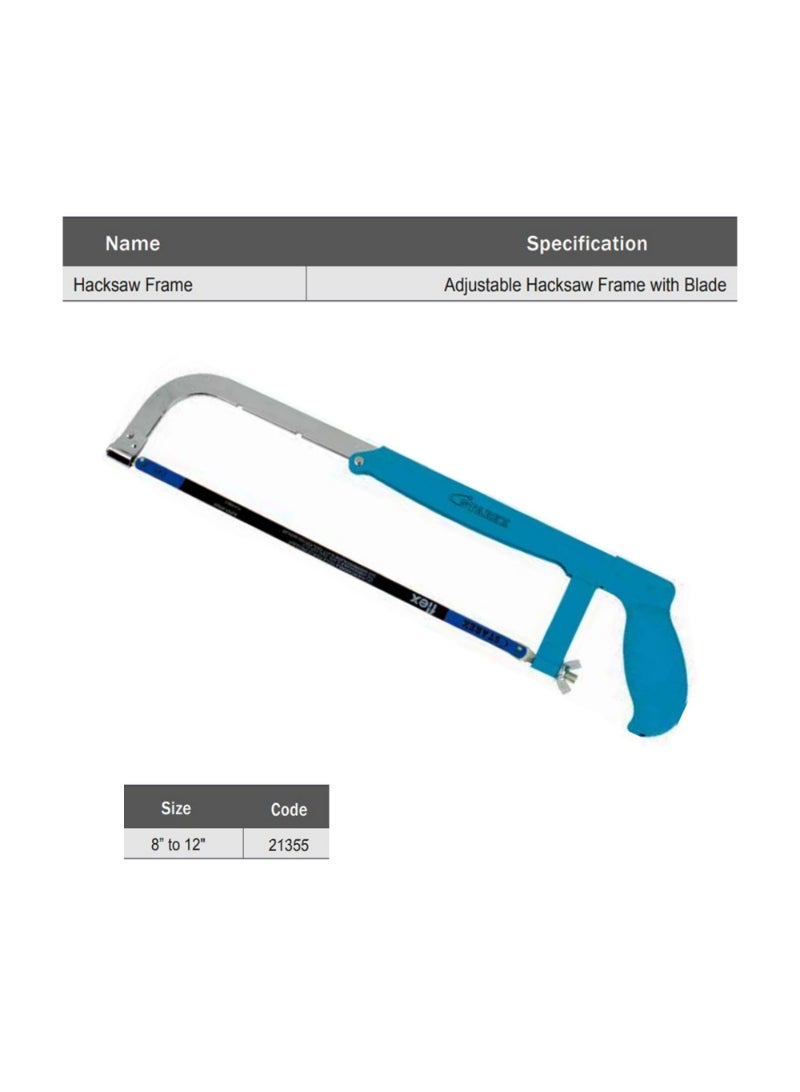 Starex Hacksaw Frame Adjustable 8"-12" Blue/Grey with Blade