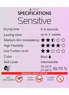 Stacy Lash Sensitive Eyelash Extension Glue Stacy Lash 0.17fl.oz/5ml / 5-6 Sec Drying time/Retention - 4-5 Weeks/Black Adhesive/Professional Supplies  - Image 3