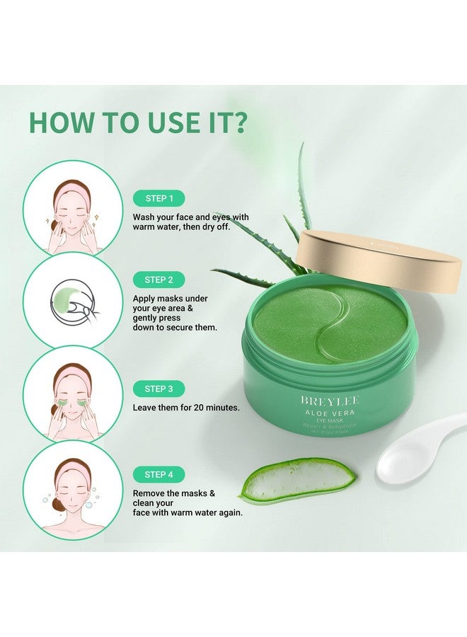 Breylee Aloe Vera Eye Masks 60 Pcs Reduce Puffy Eyes & Dark Circles Firm & Improve Under Eye Skin Pure Natural Extracts For Youthful Appearance & Reduction Of Fine Lines And Wrinkles. - Image 5