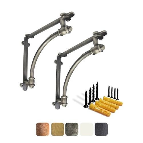 NACH Decorative Shelf Brackets, 2 Pack of 9.6 x 1.7 x 9.6 inch Antique Metal Cast Iron Shelf Brackets - Decorative Brackets for Mounting - Industrial Style Brackets - Image 1
