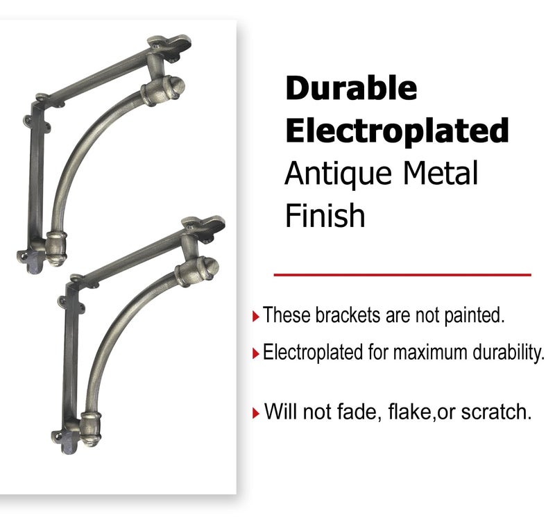 NACH Decorative Shelf Brackets, 2 Pack of 9.6 x 1.7 x 9.6 inch Antique Metal Cast Iron Shelf Brackets - Decorative Brackets for Mounting - Industrial Style Brackets - Image 4