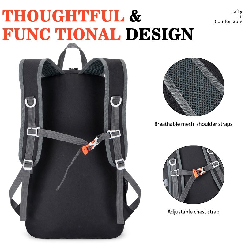 BAGPARKK Hiking Backpack,Large 35L Travel Backpacks for Men Women,Water Resistant Ultra Lightweight Foldable Packable Camping Daypack for Outdoor Sports - Image 4