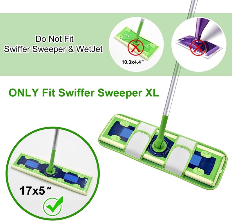 GFRED 4 Pack Microfiber Mop Pads for Swiffer XL Mops Reusable Wet and Dry Mopping Cloths Compatible with Swiffer Sweeper XL,Washable XL Mop Refill Replacement for All Hardwood Dry & Wet Cleaning (Strip Pad) - Image 2