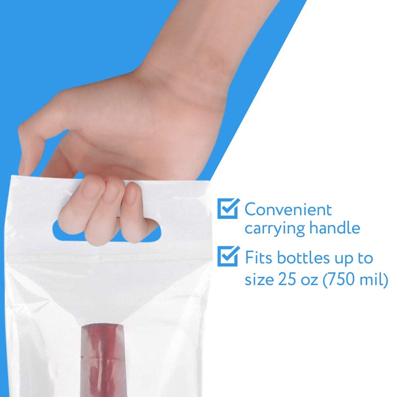 IMPRESA Plastic Wine Bags - Sealable Wine Bags & Tamper-Proof Seal - For Housewarming Gifts - Pack of 50, With Handles - Fits 25 Oz Bottles - Image 5