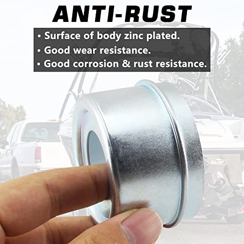 GREPSPUD 2pcs 2.44'' Trailer Hub Dust Caps, Trailer Spindle Bearing Dust Cap Cup Grease Cover Caps & Extra Rubber Plugs for 5200 to 6000 lbs Boat Trailer Dexter EZ Lube Trailer Camper RV Axle - Image 4
