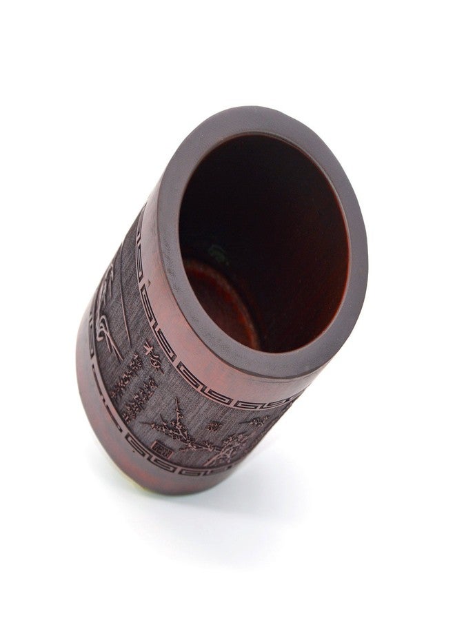Medifier Vintage Chinese Bamboo Wood Desk Pen Pencil Cup Holder (plum blossoms, orchid, bamboo and chrysanthemum) - Image 5