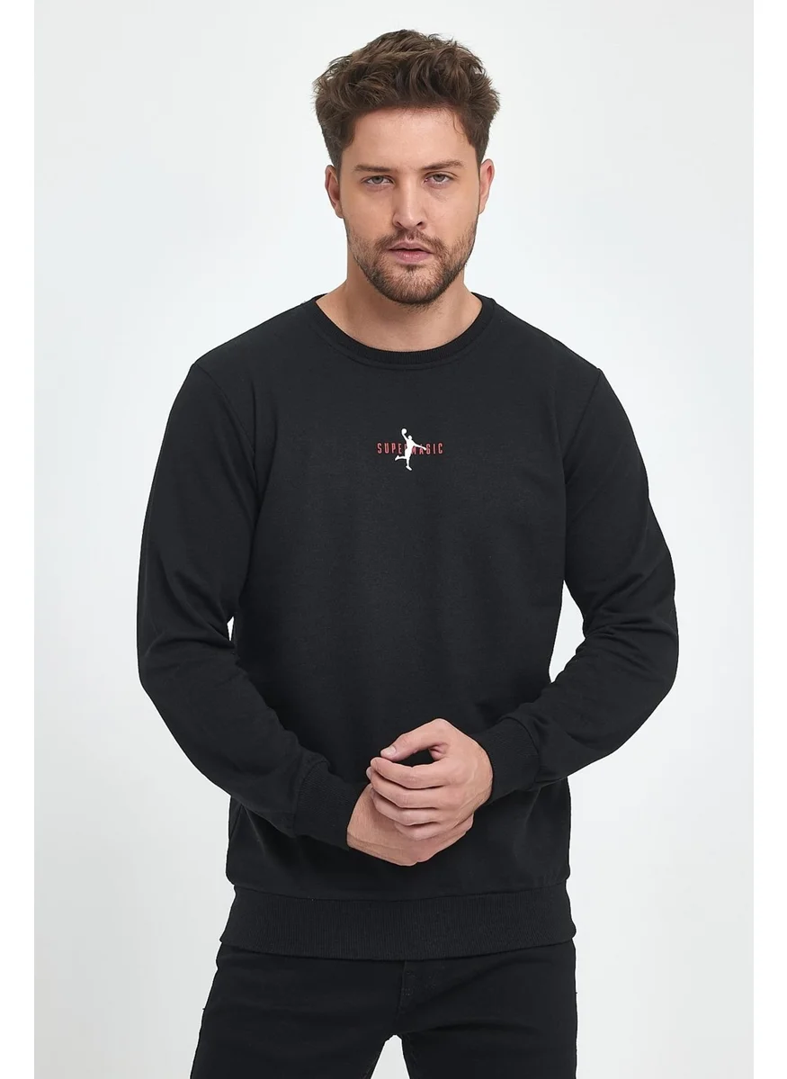 mmetalic Black Men's Supermagic Chest Basic Sweatshirt