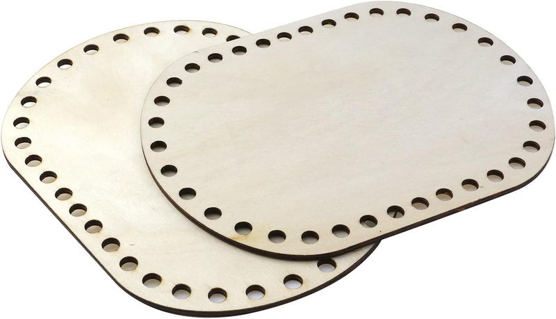 Cliths 4 Pcs Oval Wooden Basket Bottom Shapers - DIY Craft Bases for Knitting, Crochet Bags, and Basket Weaving - Blank Hollow Design - 5.91x7.87 inch, 3mm Thick - Image 3