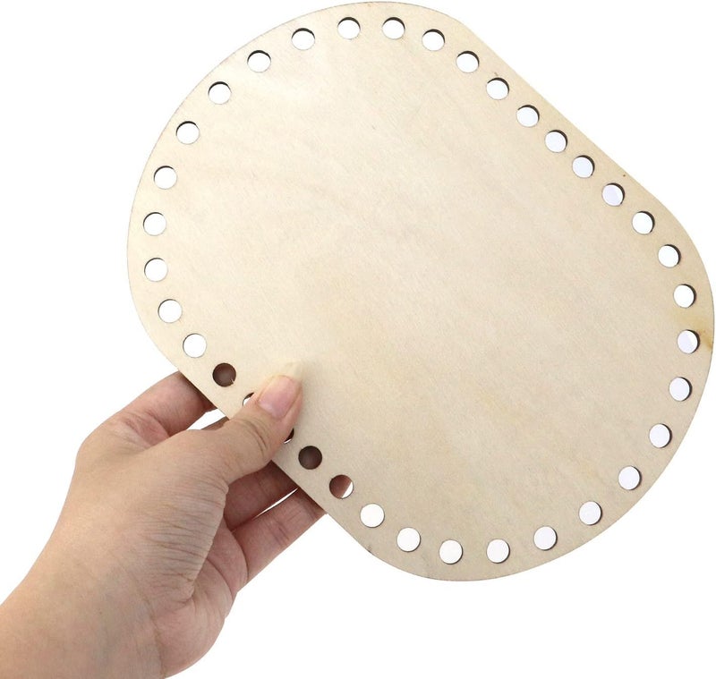 Cliths 4 Pcs Oval Wooden Basket Bottom Shapers - DIY Craft Bases for Knitting, Crochet Bags, and Basket Weaving - Blank Hollow Design - 5.91x7.87 inch, 3mm Thick - Image 5