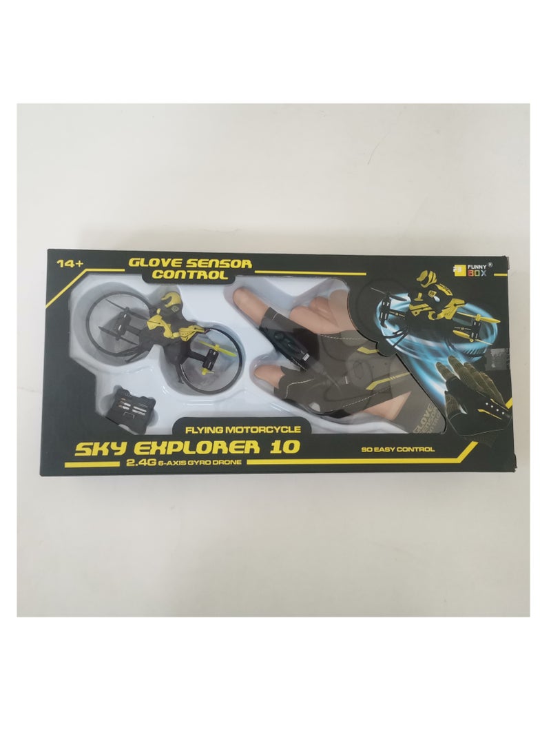 Funny Box Sky Explorer 10 Foldable Drone with Glove Sensor  Controller - Flying Motorcycle - Image 1