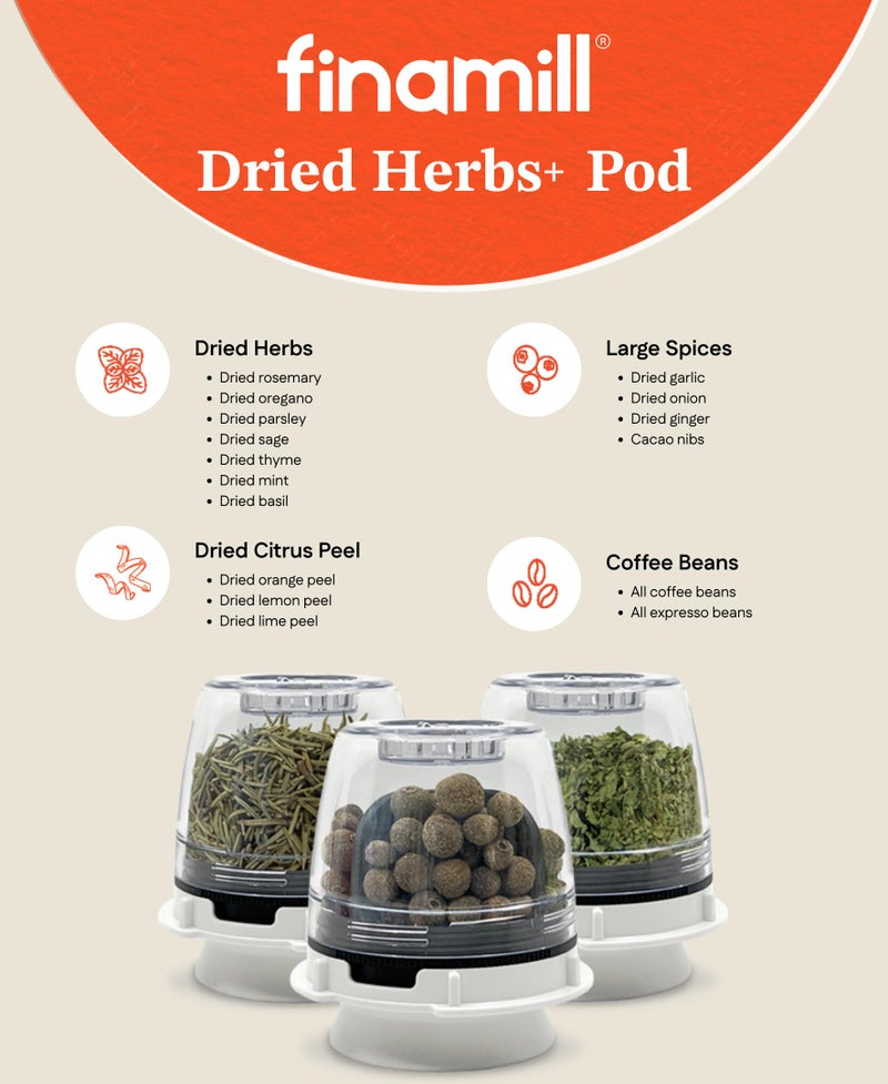 FinaMill Dried Herbs+ Pod â€“ Single Refillable Spice Pod for Dried Herbs & Larger Spices, Adjustable Grind Size, Long Lasting, Compatible with FinaMill Spice Grinders, Home and Kitchen Gifts for Women - Image 4