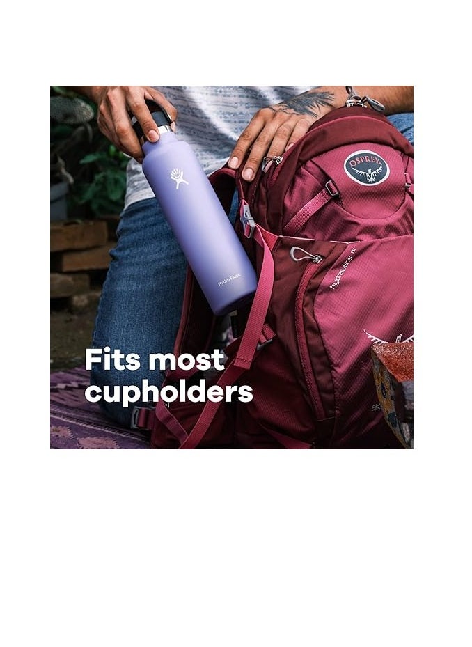 Hydro Flask HYDRO FLASK - Water Bottle 709 ml (24 oz) - Vacuum Insulated Stainless Steel Water Bottle with Leak Proof Flex Cap and Powder Coat - BPA-Free - Standard Mouth - Black  - Image 2