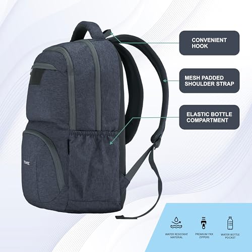 TRAWOC 30L Laptop Backpack TPB04 | Office & Travel Bag with 16-Inch Laptop Compartment, USB Charging Port & 3-Year Warranty -Ash teal - Image 3