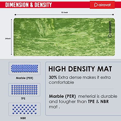 Airavat High Density Anti-Tear Marble Design Exercise Workout Yoga Mat, 2 x 6 Feet Multicolor Yoga Mat for Men Exercise Mat Workout Mat for Yoga Pilates & Home Gym (Green, 8mm Thickness) - Image 4