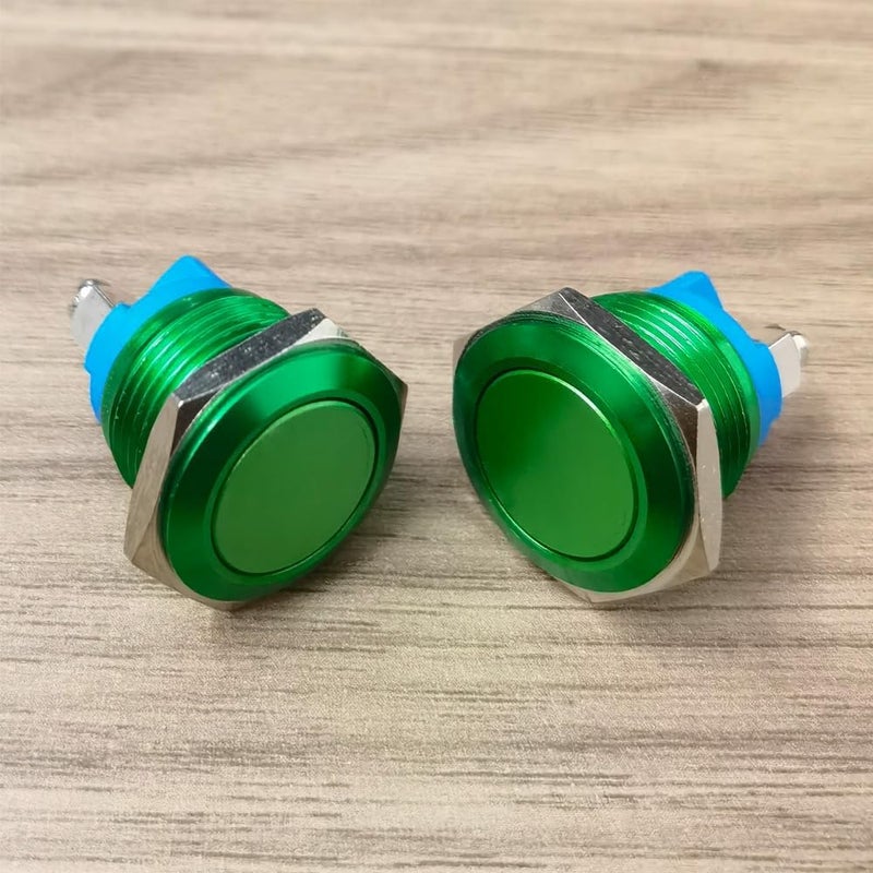Gebildet 2pcs 16mm 3A/12V 24V 36 DC 110V 250VAC 1NO SPST Momentary Push Button Switch IP65 waterproof Aluminium Alloy Shell Screw Terminal (Green ​Shell) - Image 2
