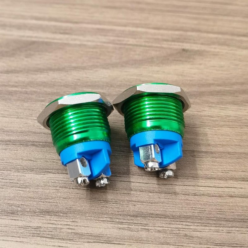 Gebildet 2pcs 16mm 3A/12V 24V 36 DC 110V 250VAC 1NO SPST Momentary Push Button Switch IP65 waterproof Aluminium Alloy Shell Screw Terminal (Green ​Shell) - Image 3