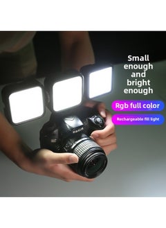 SLR Camera Fill Light Rgb Mobile Phone Selfie Light Micro Single Hot Shoe Pocket Photography Full Color Soft Light Outdoor-Light Source Color:Three-color Top Version Single Light [applicable To Canon/nikon/For Sony/fuji/panasonic] Camera❤[white Light/natural Light/warm Light]❤Increased Brightness And Battery Life