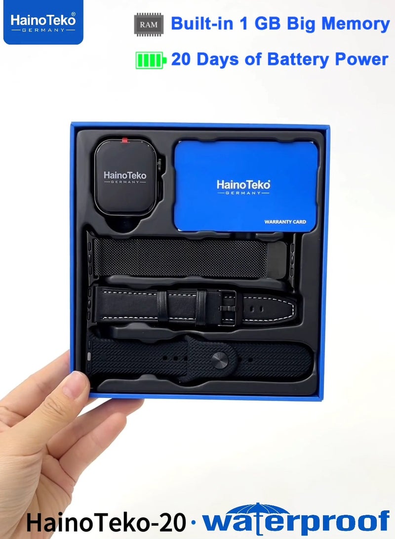 Haino Teko HainoTeko-20 Waterproof Smartwatch with AMOLED Display 1GB Memory 20-Day Battery with 3 Pair Straps and Charging Cable - Image 4