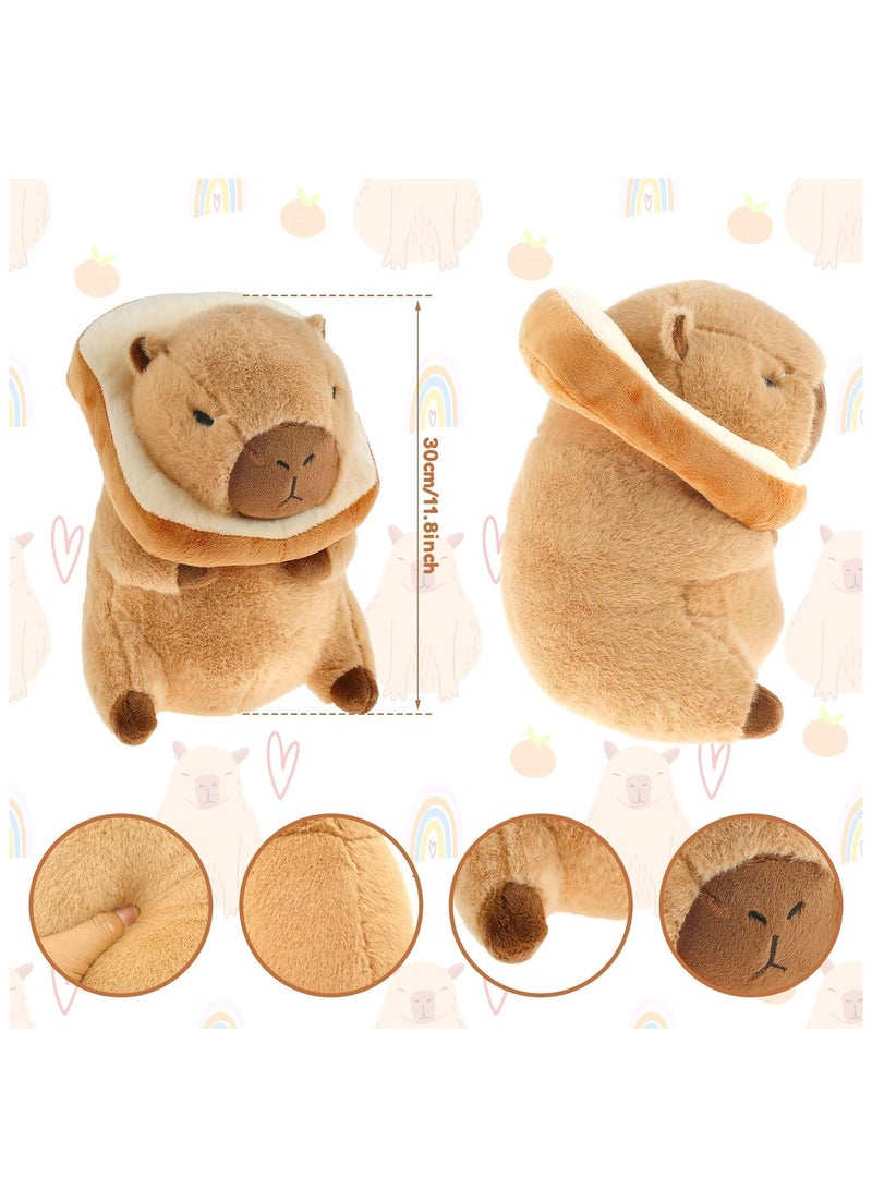 KASTWAVE دبدوب كابيبارا لطيف مع خبز، كابيبارا محشوة بطول 12 بوصة، ألعاب دمى كابيبارا ناعمة، وسادة دمى كابيبارا، هدية عيد ميلاد للأطفال - Image 2