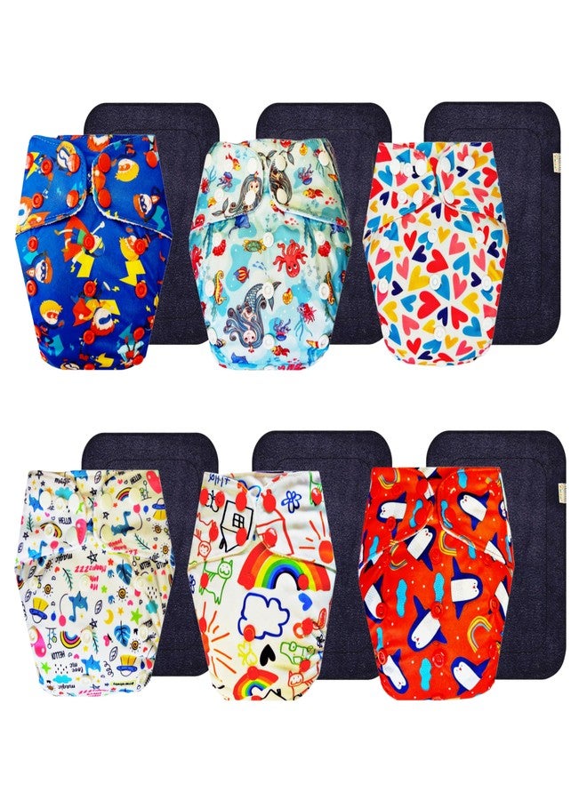 حفاضات دمبلدو القماشية الممتازة مع حشوة سوداء (عبوة من 6 قطع) | شعور بالجفاف والراحة | وسادة ماصة من 6 طبقات | مناسبة للسفر | مصممة من قبل الأمهات | من 3 أشهر إلى 3 سنوات | للجنسين - Image 1