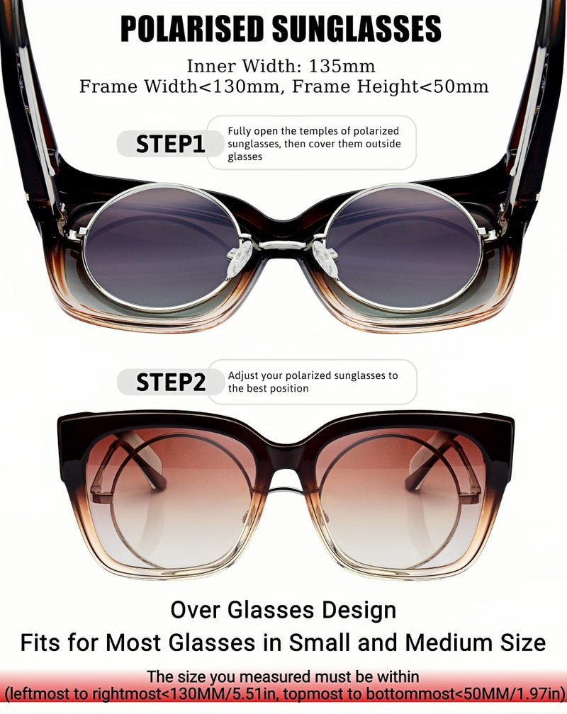 KANASTAL Fit Over Glasses Polarized Sunglasses Women Men Large Frame Shades with UV400 Oversized Accessories Fashion Trendy Gradient Brown - Image 5