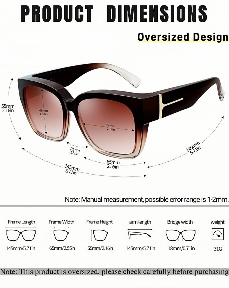KANASTAL Fit Over Glasses Polarized Sunglasses Women Men Large Frame Shades with UV400 Oversized Accessories Fashion Trendy Gradient Brown - Image 4