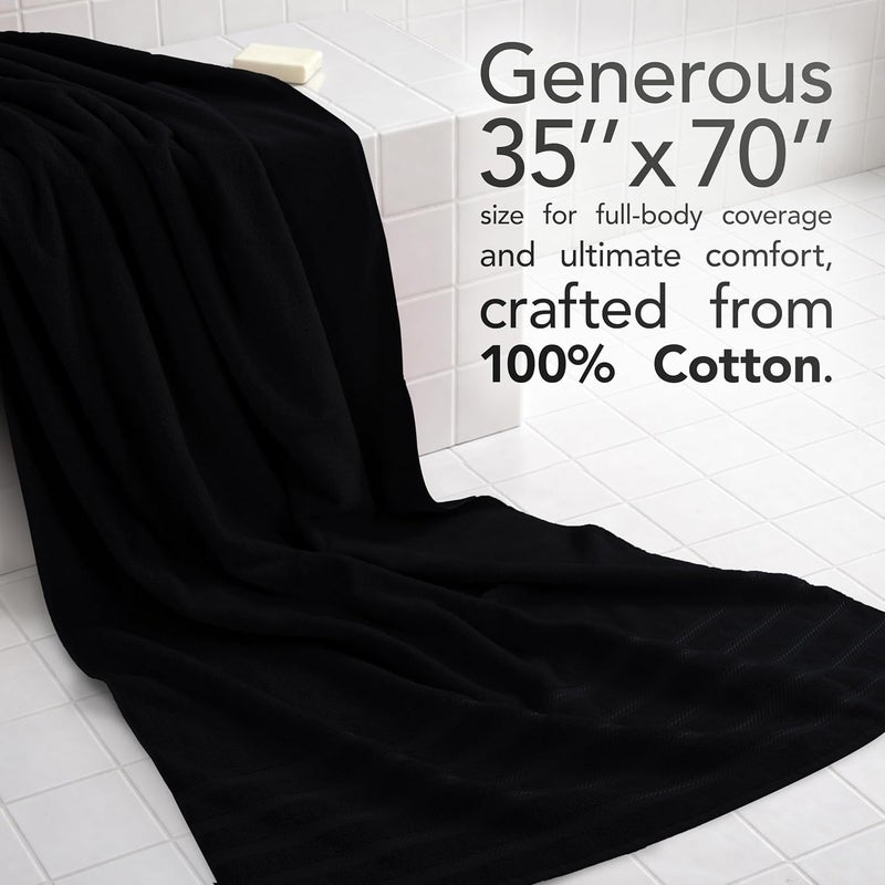 Jumbo Large 100% Turkish Cotton Bath Sheet 35 in 70 in, Bath Towel for Bathroom, Black - Image 2