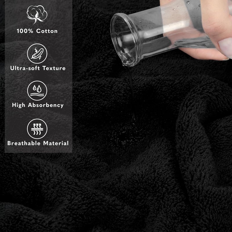 Jumbo Large 100% Turkish Cotton Bath Sheet 35 in 70 in, Bath Towel for Bathroom, Black - Image 4