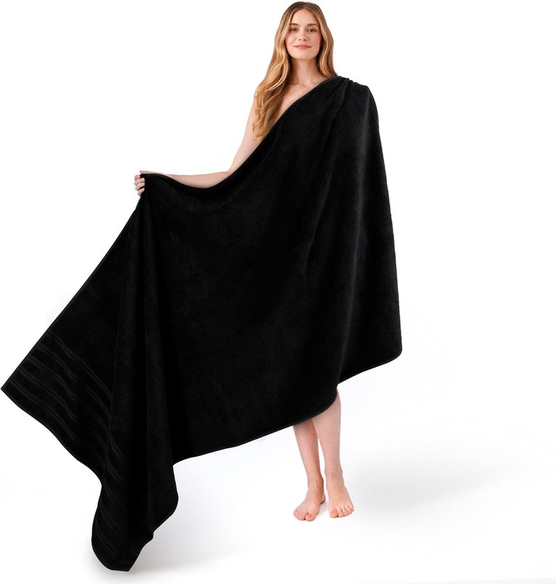 Jumbo Large 100% Turkish Cotton Bath Sheet 35 in 70 in, Bath Towel for Bathroom, Black - Image 1