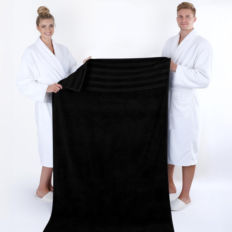 Jumbo Large 100% Turkish Cotton Bath Sheet 35 in 70 in, Bath Towel for Bathroom, Black - Image 5