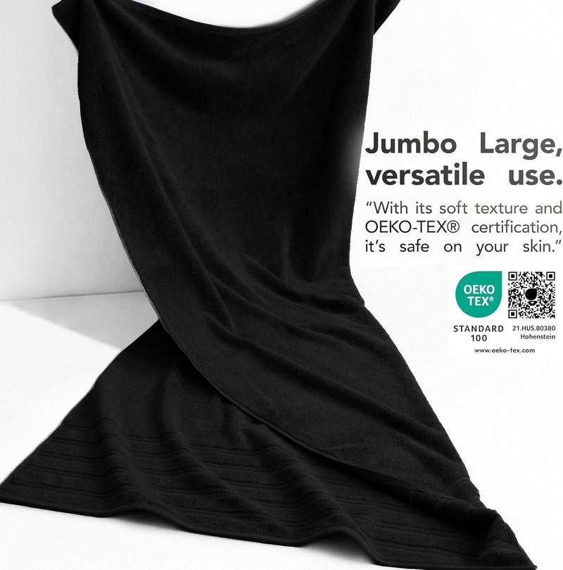 Jumbo Large 100% Turkish Cotton Bath Sheet 35 in 70 in, Bath Towel for Bathroom, Black - Image 3