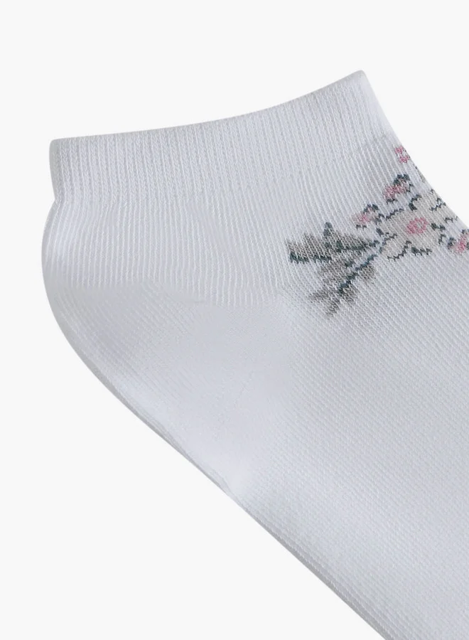 Celeste  Floral Print Ankle Length Socks - Set of 5 for Women | Best Price UAE