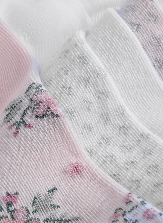 Celeste  Floral Print Ankle Length Socks - Set of 5 for Women | Best Price UAE