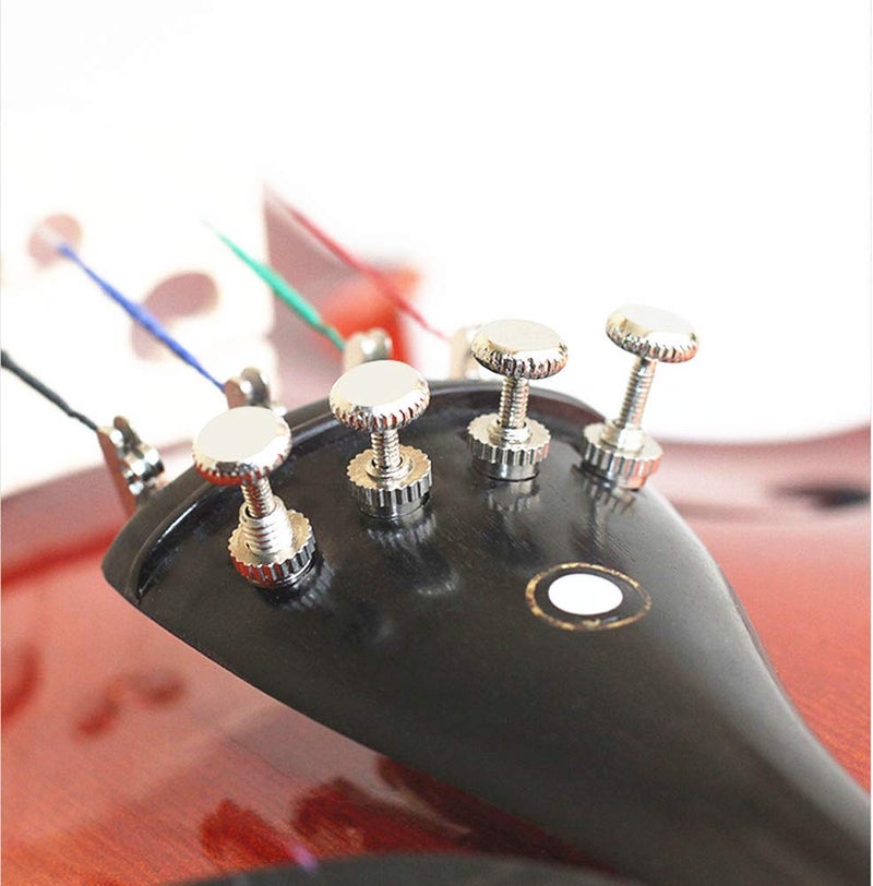 Jiayouy Jiayouy 4Pcs Violin Fine Tuners 3/4-4/4 String Adjuster Fine Tuner Violin Parts Silver  - Image 4