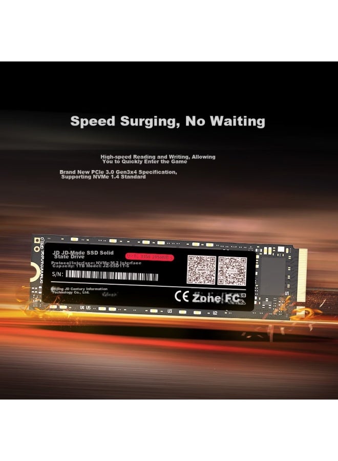 JD.com قرص صلب الحالة الصلبة Jd Jingzao 1Tb Ssd، واجهة M.2 (بروتوكول Nvme)، Pcie 3.0 X4، سلسلة 5 (Jz-Ssd1T) - Image 1