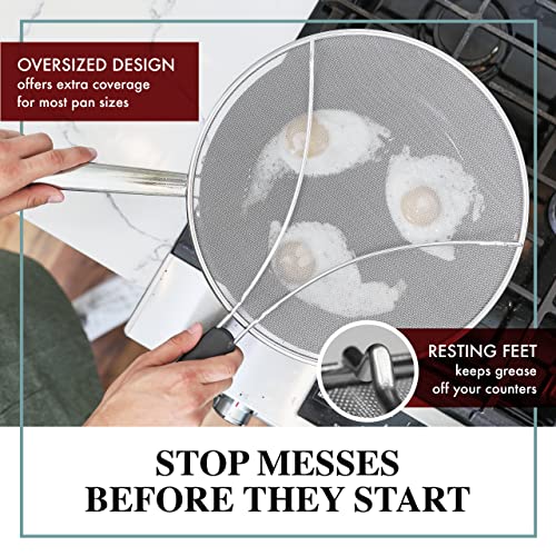 BergKoch Splatter Screen for Frying Pan - 15 Inch Stainless Steel Grease Splatter Guard - Cover Oil Splash when Sizzling Bacon, Cooking Fried Chicken or Popcorn - Image 3